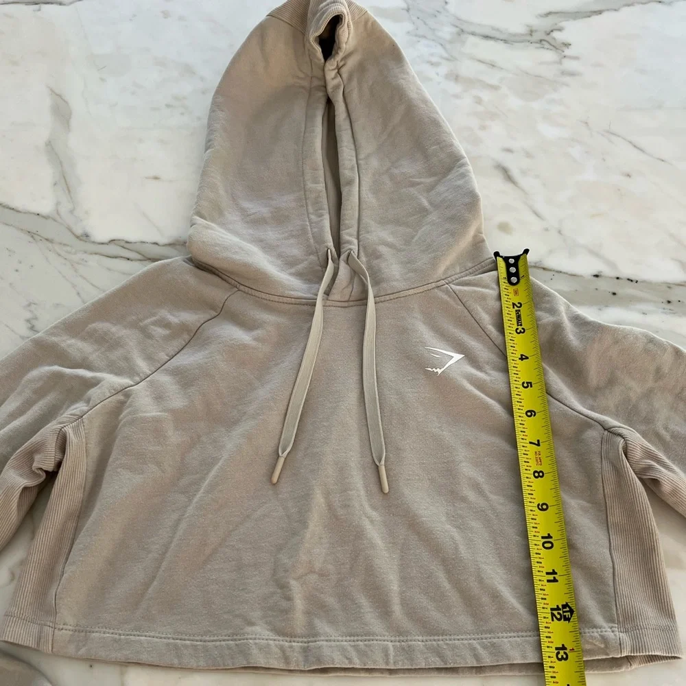 GYMSHARK BEIGE TONE CROPPED SWEATSHIRT HOODIE SIZE XS - Picture 11 of 14